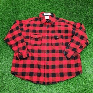 Vintage 80s Buffalo Plaid Button Shirt Large 26x29 Shadow Baggy